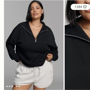 Varley Hawley Half Zip DoubleSoft Black Pullover size M